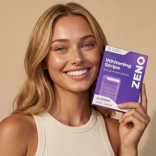 Purple Color-Correcting Teeth Whitening Strips — Enamel Safe, Peroxide-Free, No Sensitivity