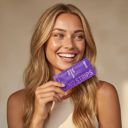Purple Color-Correcting Teeth Whitening Strips — Enamel Safe, Peroxide-Free, No Sensitivity
