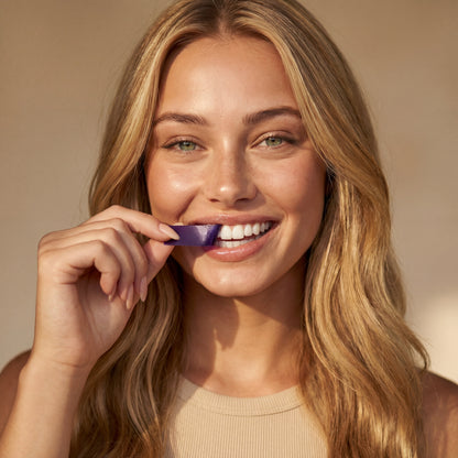 Purple Color-Correcting Teeth Whitening Strips — Enamel Safe, Peroxide-Free, No Sensitivity
